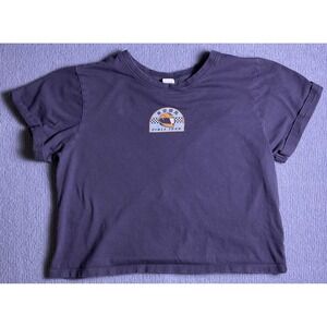 Vibes Womens Crop Top Gray Front/Back Racing Tokyo Shirt Size Large